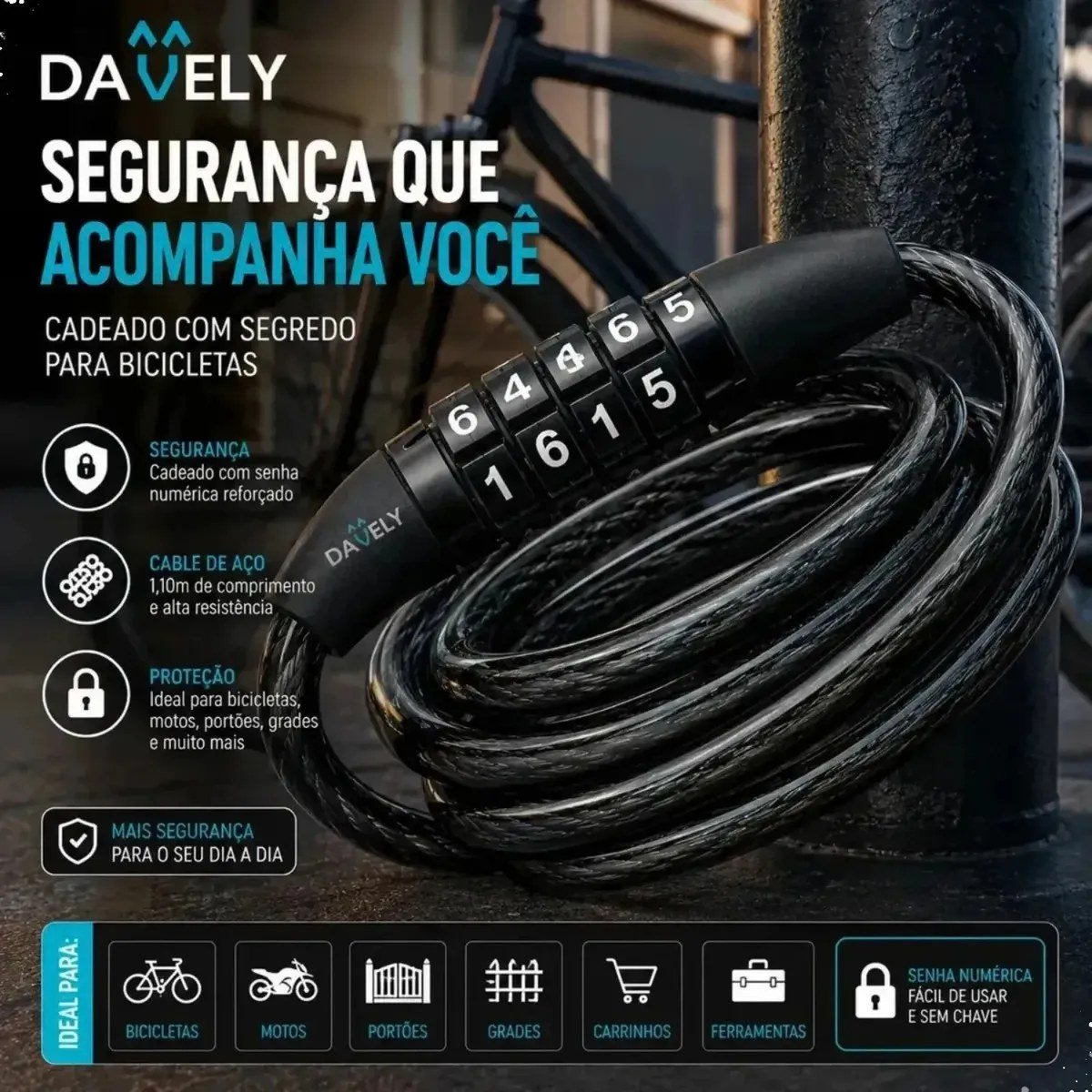 Cadeado Davely com Segredo 1,10m